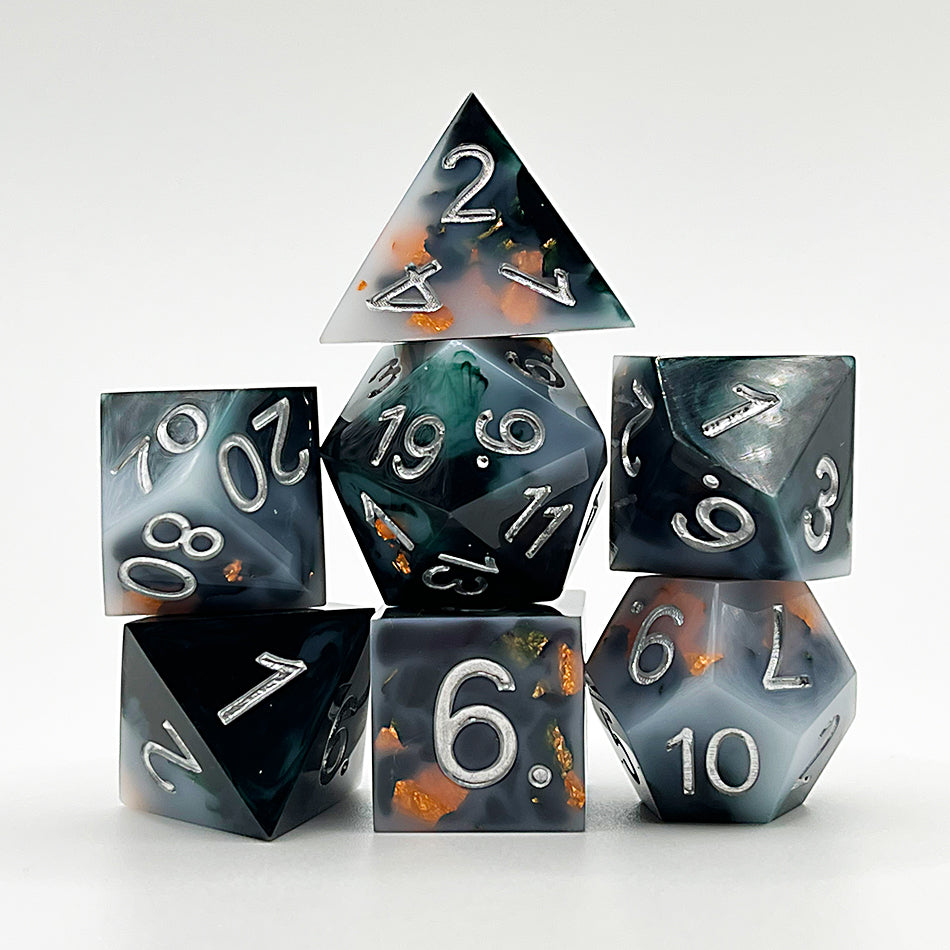 Handmade stone marble dice full set