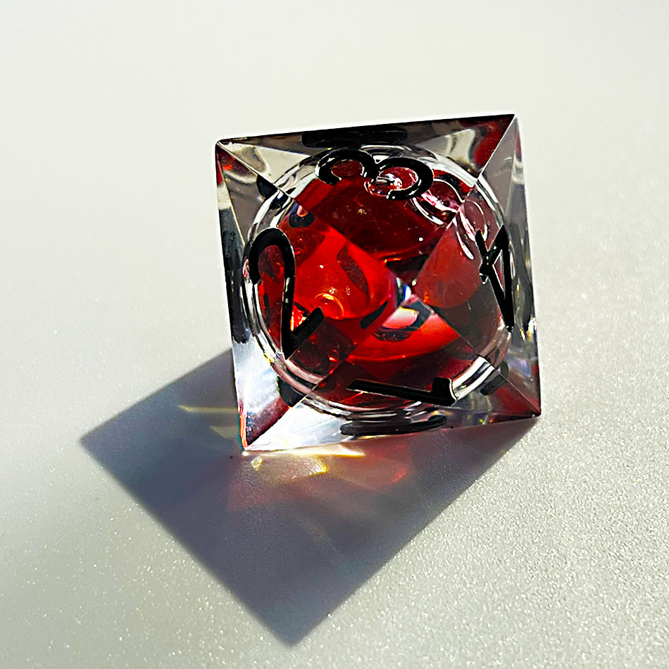 Black font and red blood dnd dice set