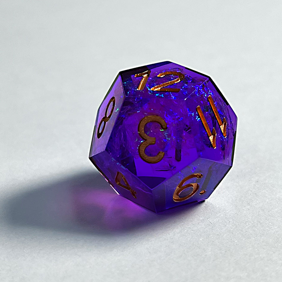 Dark puple resin sharp edge handmade dnd dice