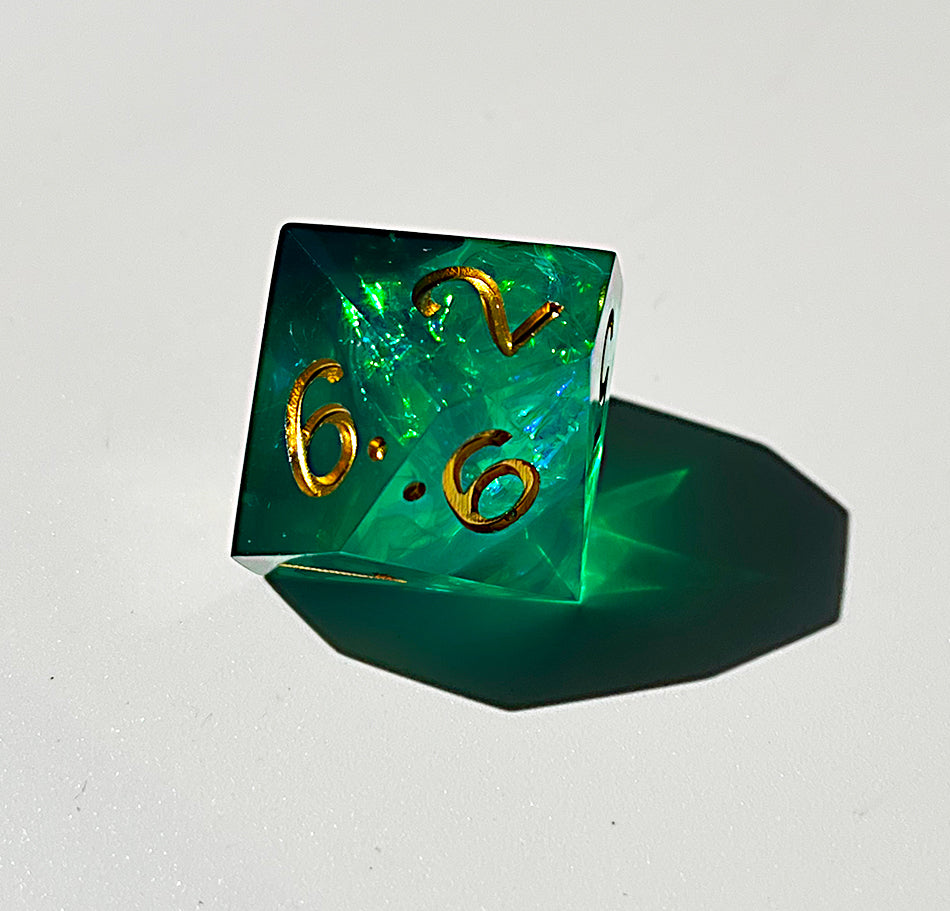 DnD Green Resin Dice, RPG dice, Dice Set for Dungeons and Dragons, Polyhedral Dice