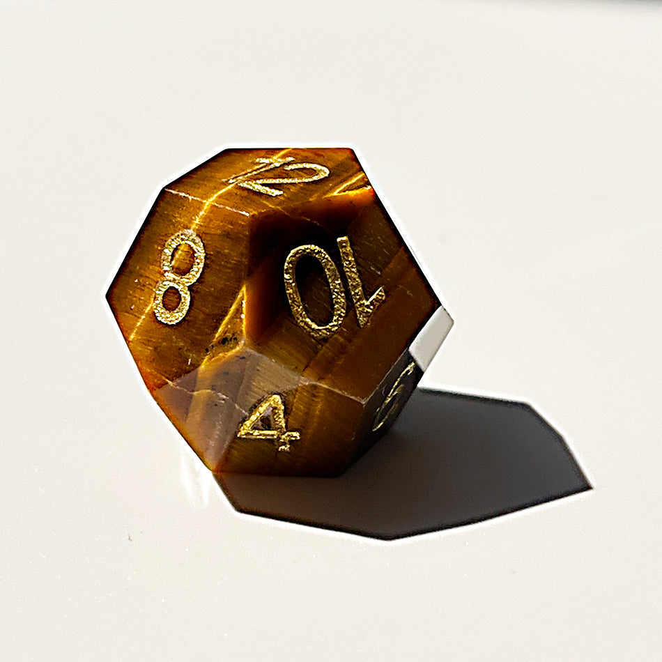 Tiger's Eye Gemstone Dice Set