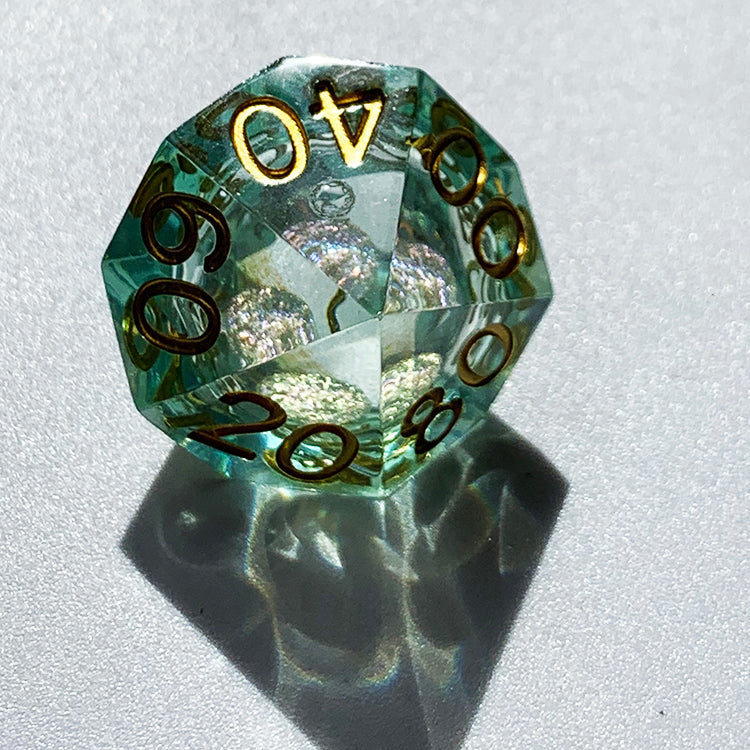 Full Set Handmade Resin Sharp Edge Dice Polyhedral Dice Set DnD Dice Set - Dungeons and Dragons DND Starry Liquid Heart