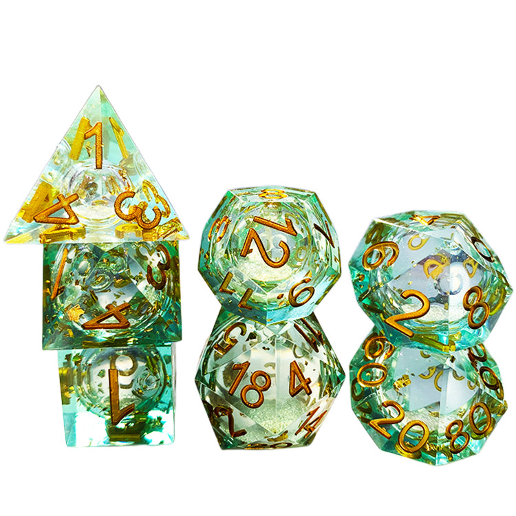 Handmade liquid core dice set for role playing games , Resin dungeons and dragons dice set for gift , Polyhedral dice set