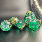 Green forest resin sharp edge dnd liquid core dice set