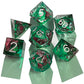 Green forest resin sharp edge dnd liquid core dice set