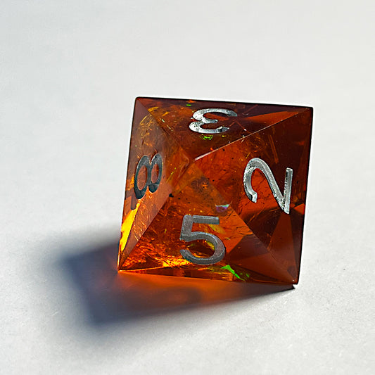 Dark Orange Lightning Glass Dice Set