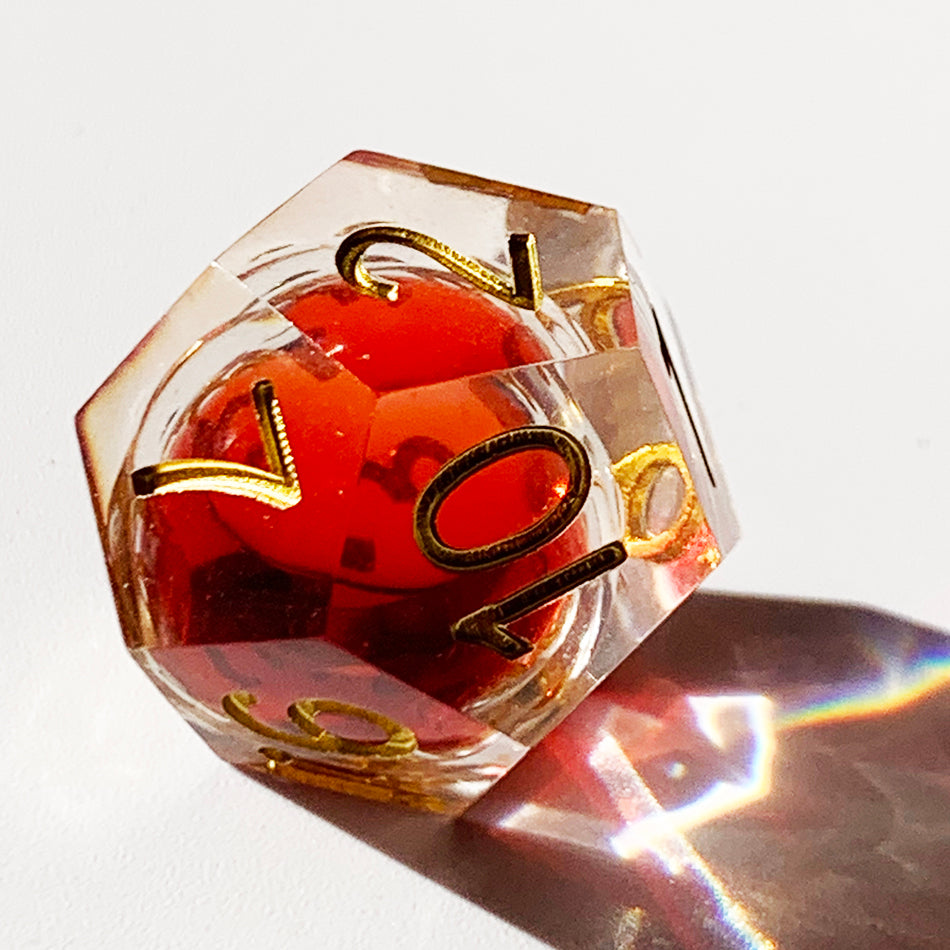Red Blood Liquid Core Resin Dice Set