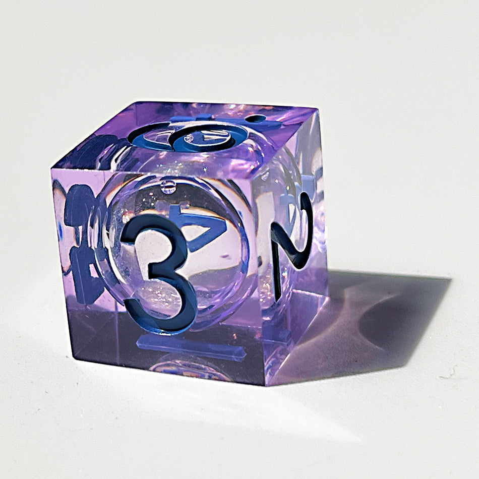 Glittering liquid core dice set for role playing games , Blue liquid core dice set , Dungeons and dragons dice set , Glittering d&d dice set
