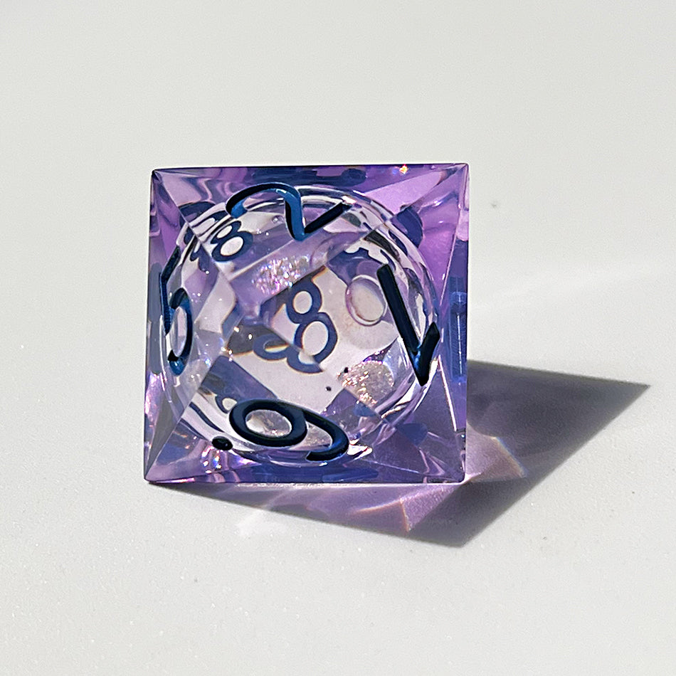 Glittering liquid core dice set for role playing games , Blue liquid core dice set , Dungeons and dragons dice set , Glittering d&d dice set
