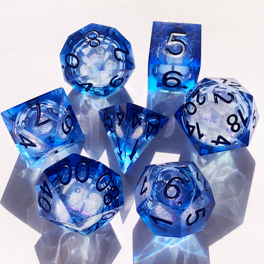 nD Resin Dice, Handmade Liquid Core Resin Dice, Handmade Resin Sharp Edge Dice, Polyhedral Dice Set