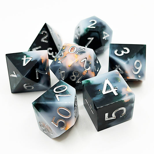 Handmade stone marble dice full set