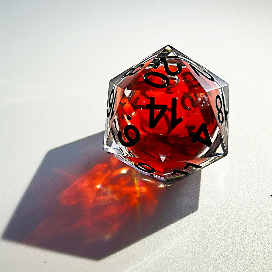 Black font  and red blood dnd dice set
