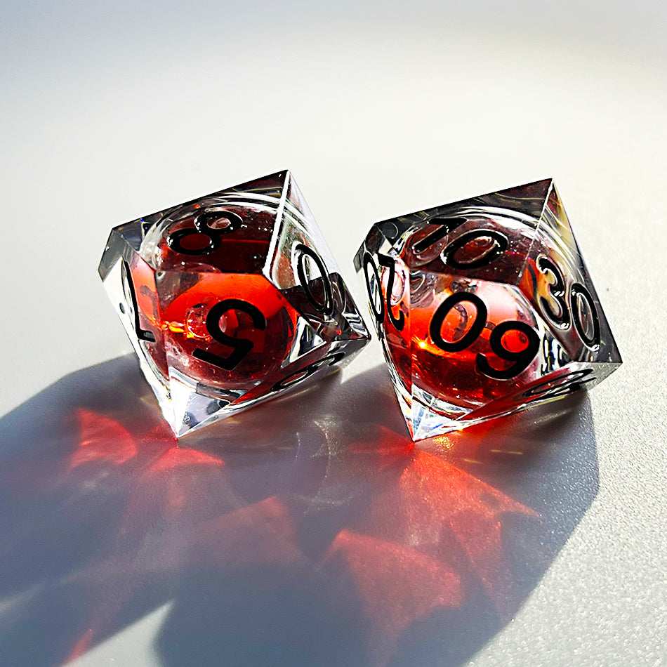 Black font  and red blood dnd dice set