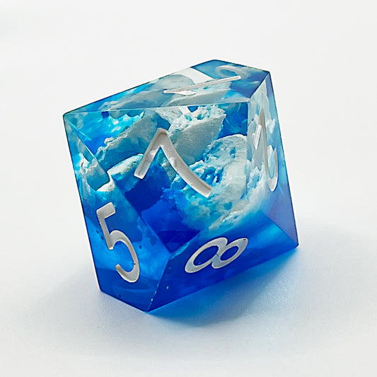 Blue sky and white clouds dnd handmade dice set