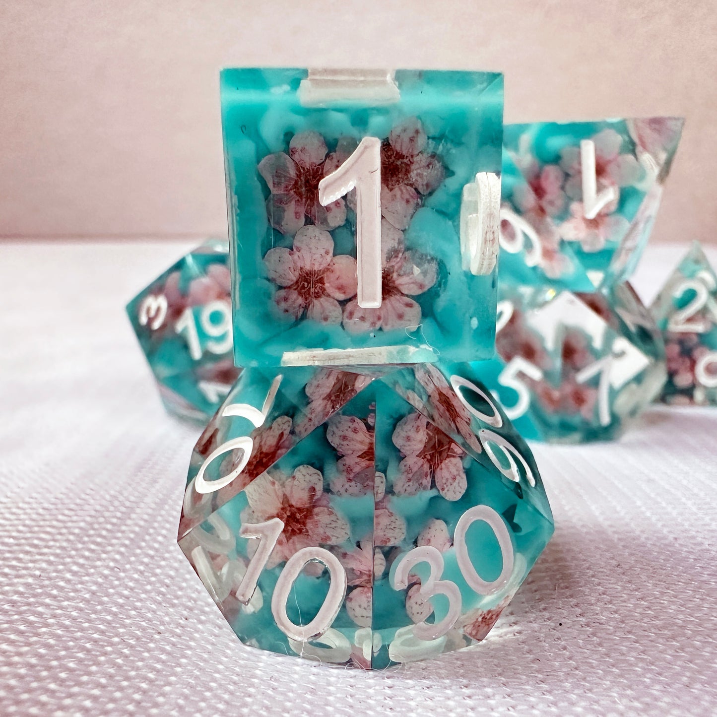 Flower dnd Cherry blossoms resin sharp edge  dice