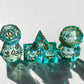 Gold font green liquid core dnd dice for table game