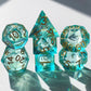 Gold font green liquid core dnd dice for table game