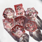 Pink romantic resin liquid core dnd dice set.