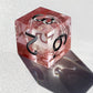 Pink romantic resin liquid core dnd dice set.