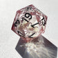 Pink romantic resin liquid core dnd dice set.