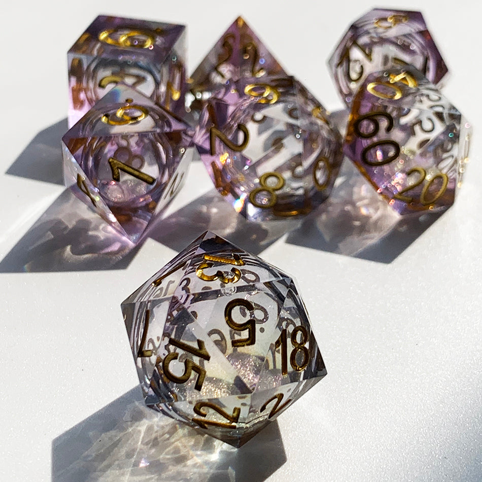 Handmade Liquid Core Resin Dice, Resin Sharp Edge Dice, Polyhedral Dice, DnD Dice Set, Magice the gathering