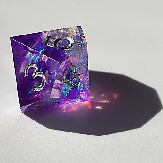 Transparent Handmade Purple Transparent Dungeons and Dragons dice Set D&D
