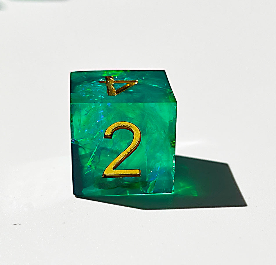 DnD Green Resin Dice, RPG dice, Dice Set for Dungeons and Dragons, Polyhedral Dice