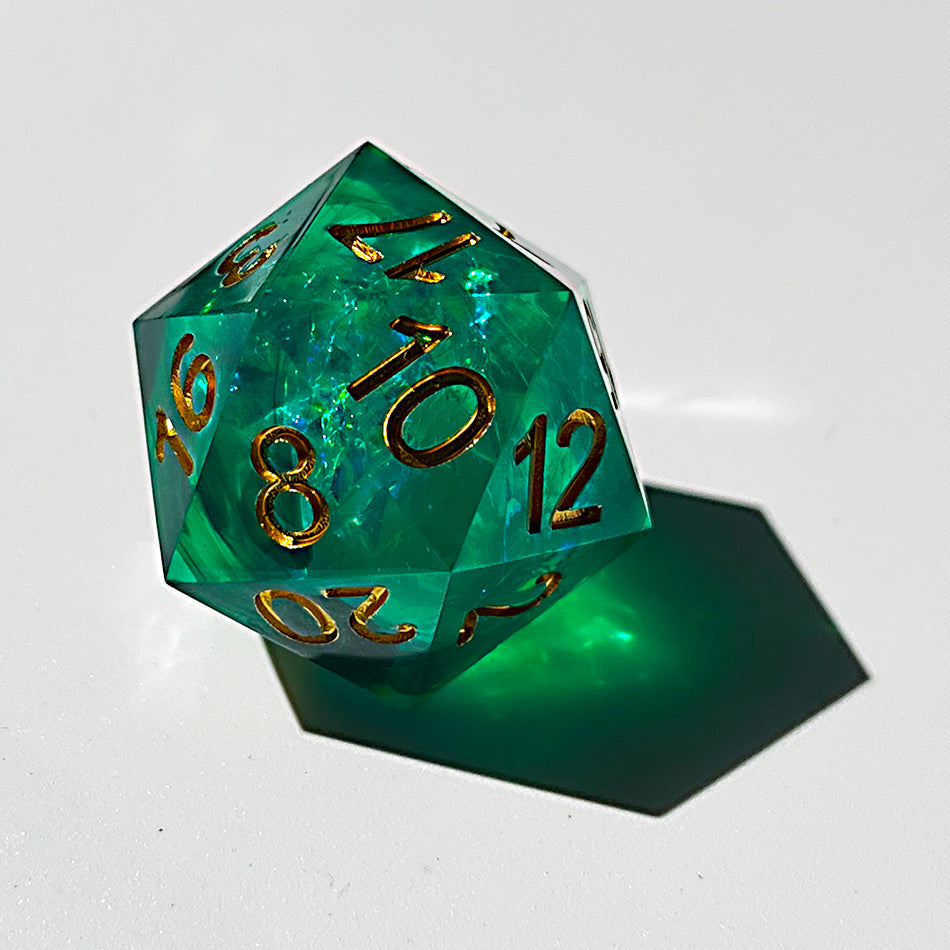 DnD Green Resin Dice, RPG dice, Dice Set for Dungeons and Dragons, Polyhedral Dice