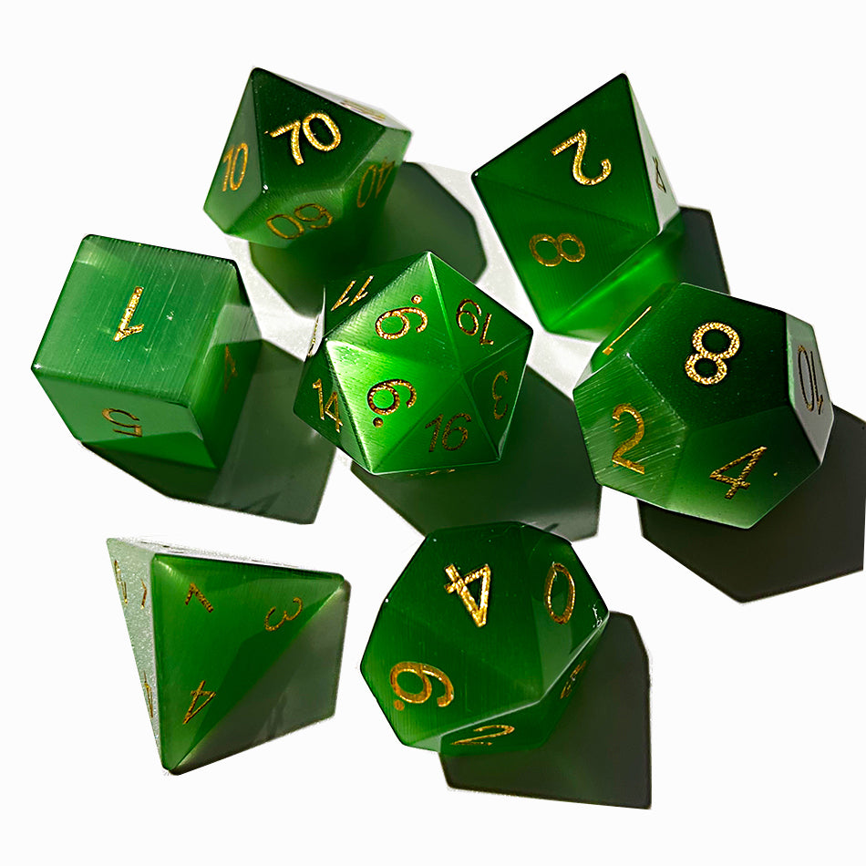 Cat's Eye Gemstone Dice Set