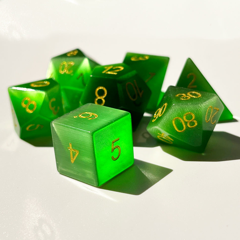 Cat's Eye Gemstone Dice Set