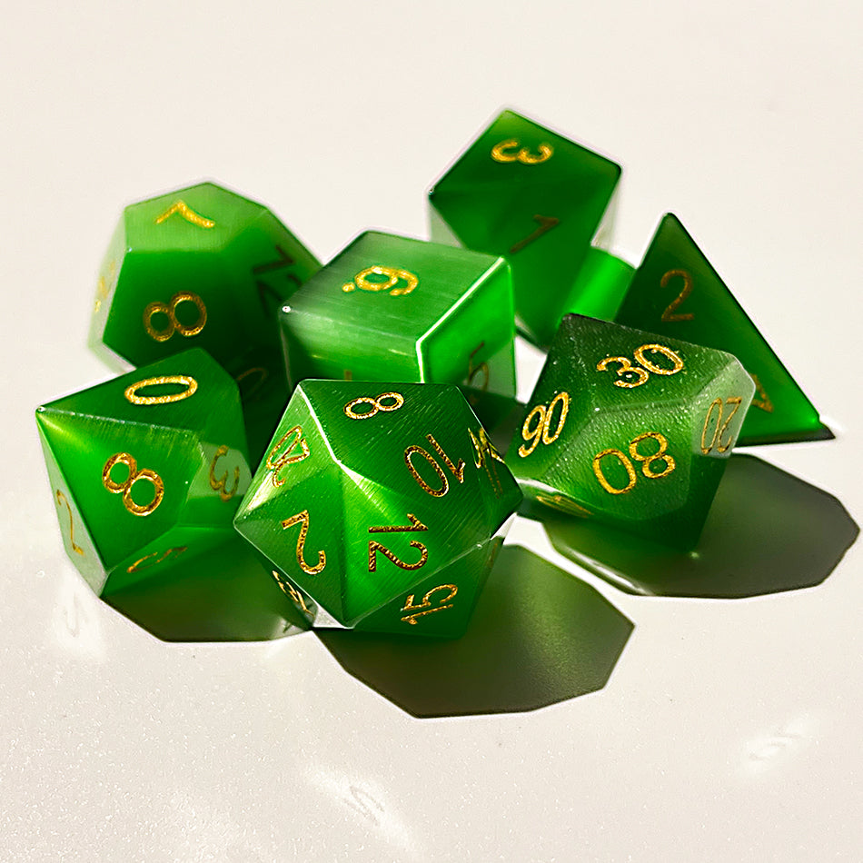 Cat's Eye Gemstone Dice Set