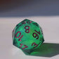 Handmade resin green liquid core dice set