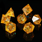 Handmade Dungeons and Dragons Dice, Sharp Edge Dice with Beautiful Inclusions (Citrine Color)