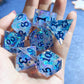 Handmade Transparent Dice with Glitter & Silver Blue Petal Dice