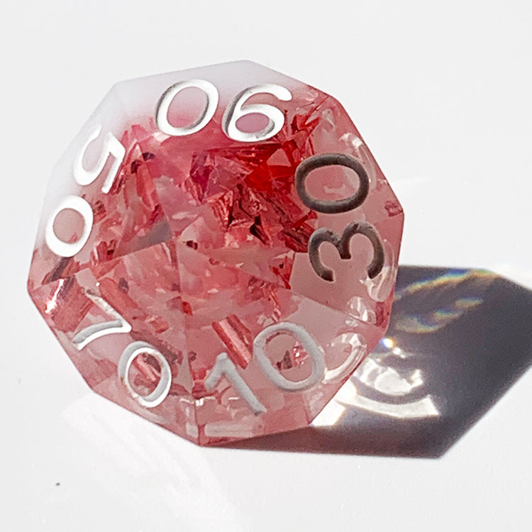 Handmade resin sharp edge flower inside dice set for dnd and rpg table games