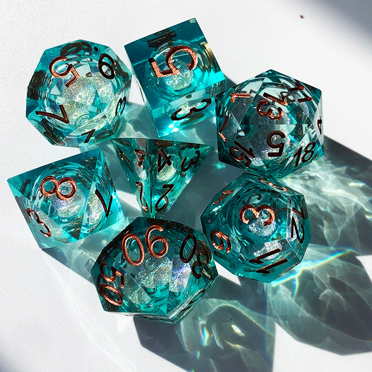 Handmade liquid core resin dnd dice