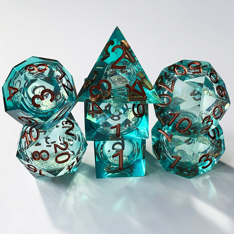 Handmade liquid core resin dnd dice