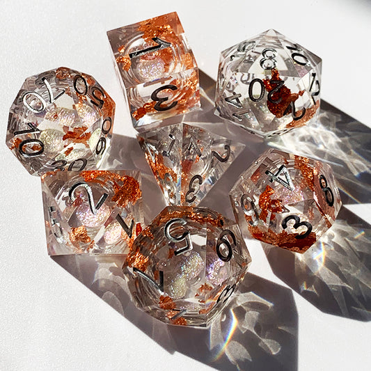 Liquid core dice set Handmade Resin DnD Dice Set