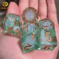 Full Set Handmade Resin Sharp Edge Dice Polyhedral Dice Set DnD Dice Set - Dungeons and Dragons DND Starry Liquid Heart