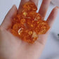Handmade Dungeons and Dragons Dice, Sharp Edge Dice with Beautiful Inclusions (Citrine Color)