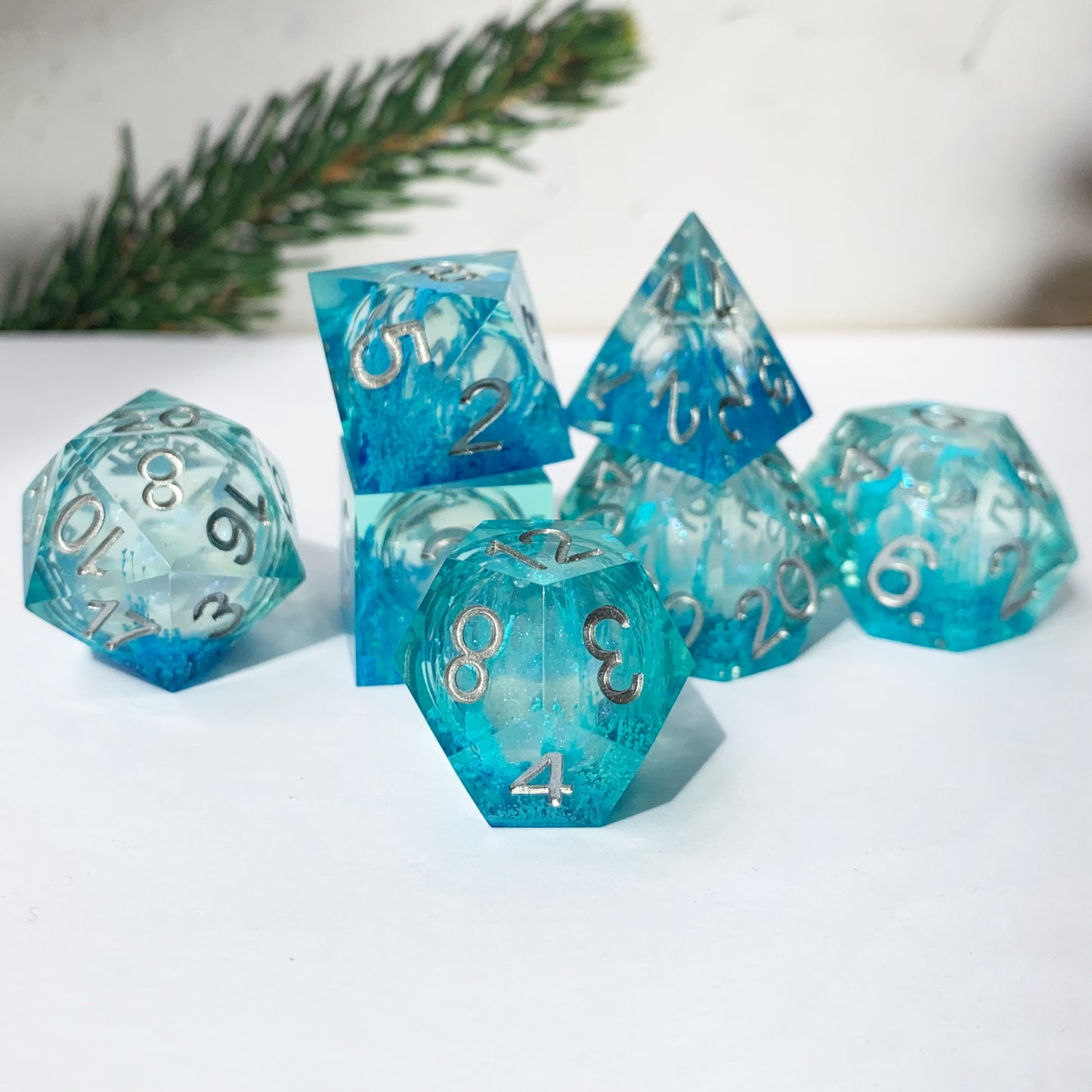 Liquid core dice for role playing games | Dnd resin dice set for Christmas gift