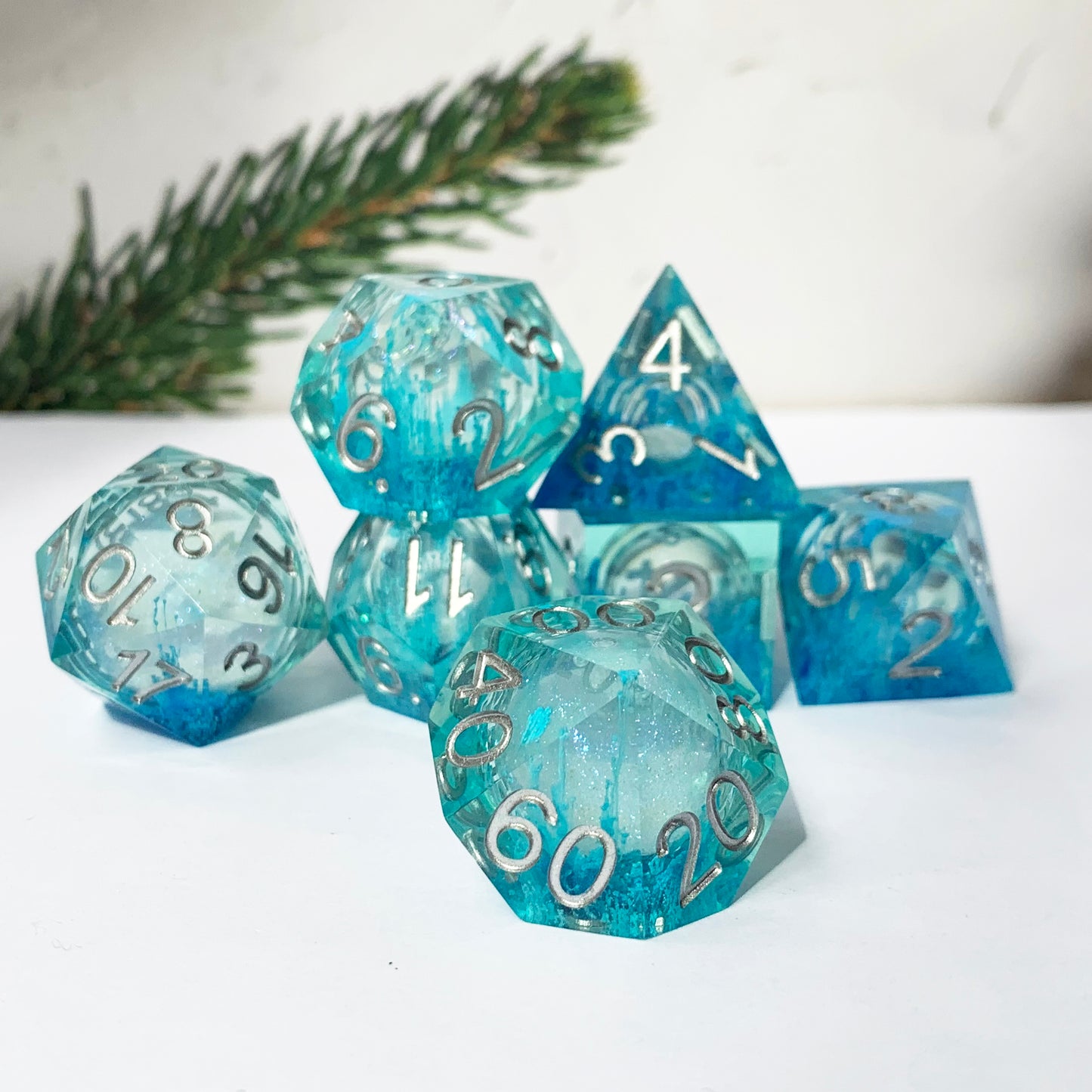 Liquid core dice for role playing games | Dnd resin dice set for Christmas gift