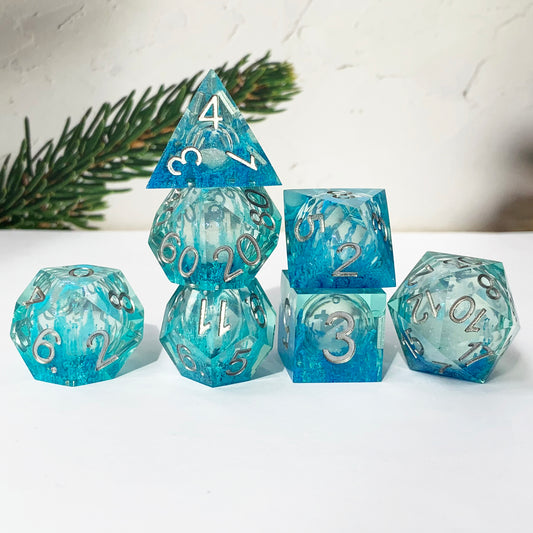 Liquid core dice for role playing games | Dnd resin dice set for Christmas gift